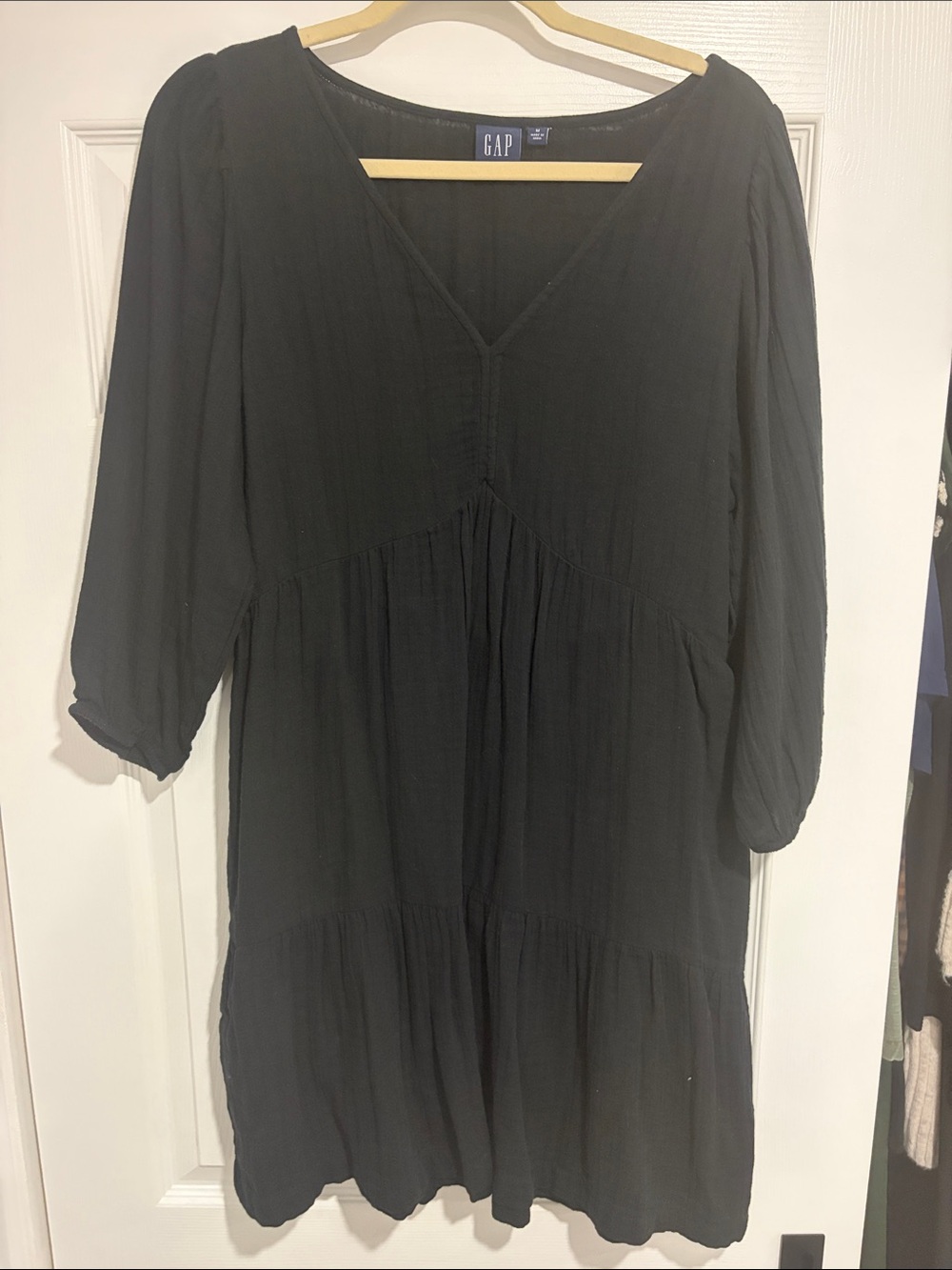 GAP Black V-Neck Tiered Peasant Tunic/Dress